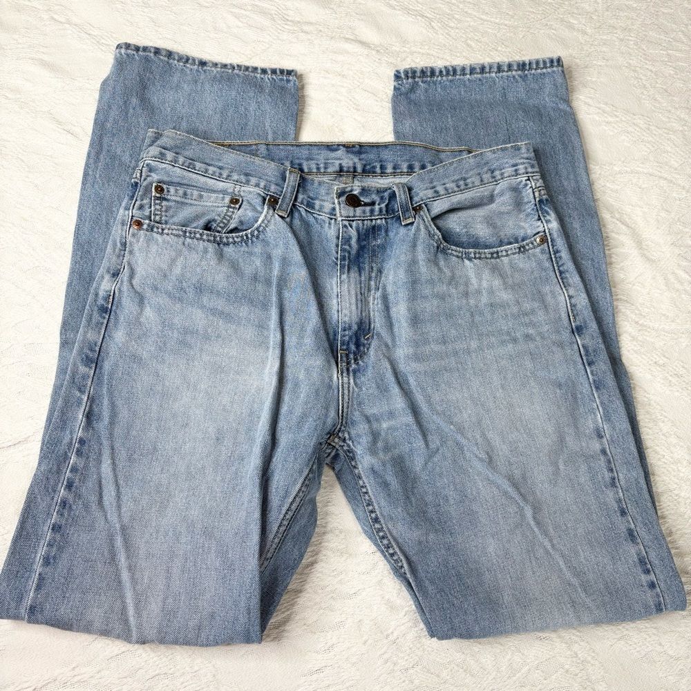 Levi's 505 Regular Fit Men's Jeans 33 x 34 Straight Leg Light Blue Stonewash